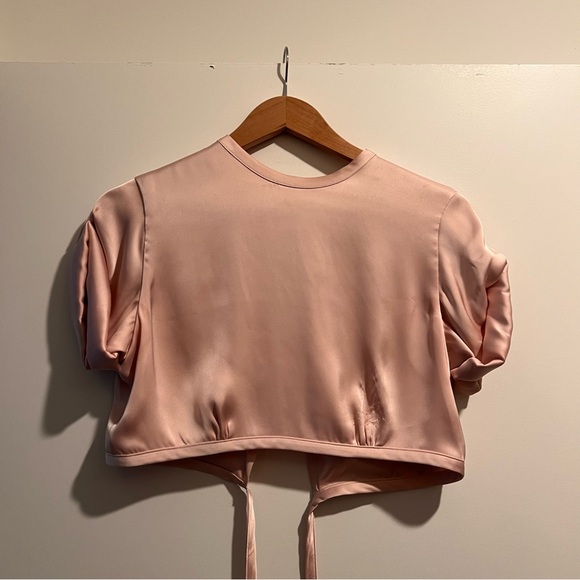 Orseund Iris Tops - Orseund Iris Pink Silk Tie Back Crop Top Size M
